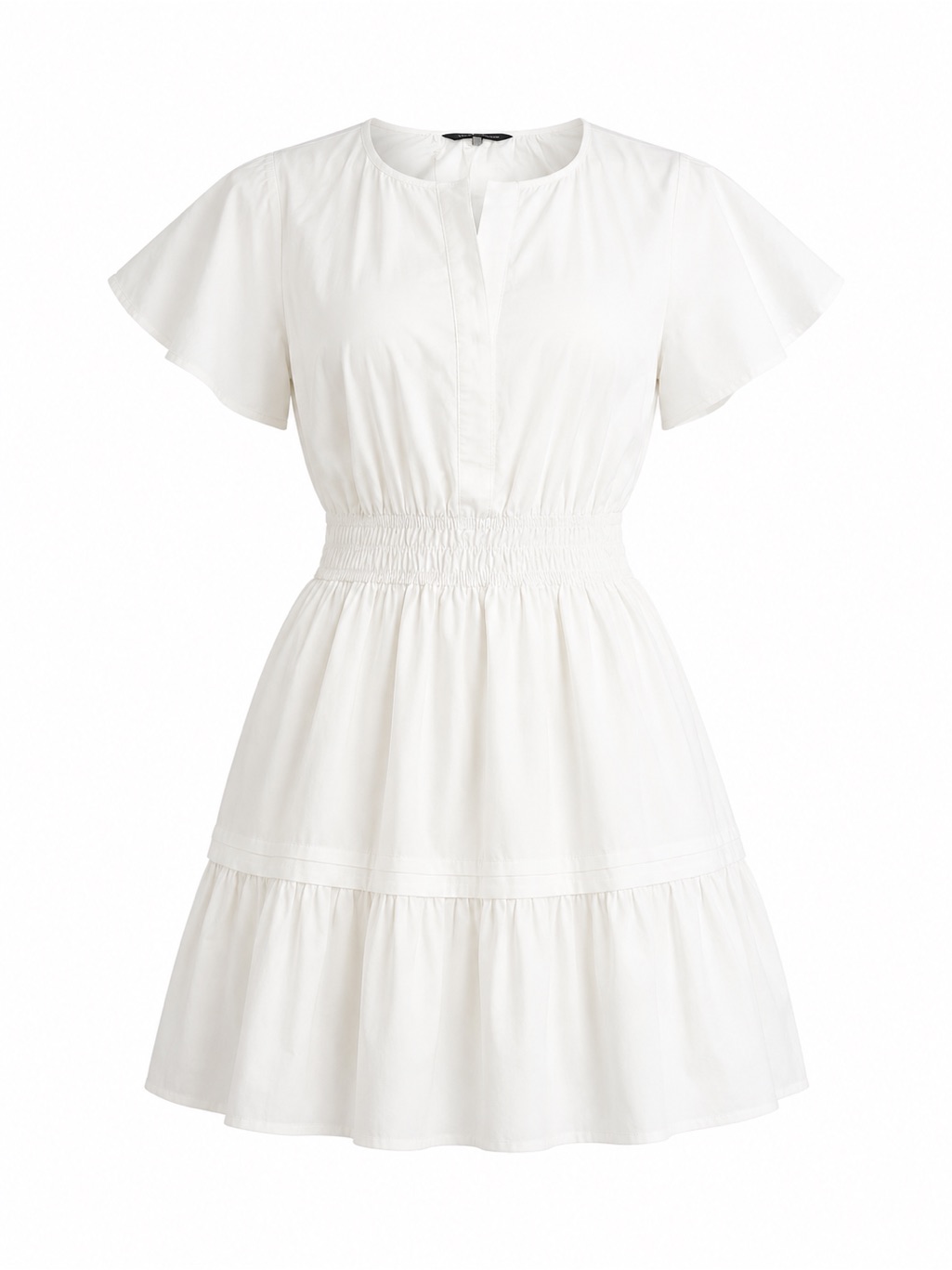Prettygarden Nwt White Flutter Sleeve Smocked Tiered Mini Dress Medium M